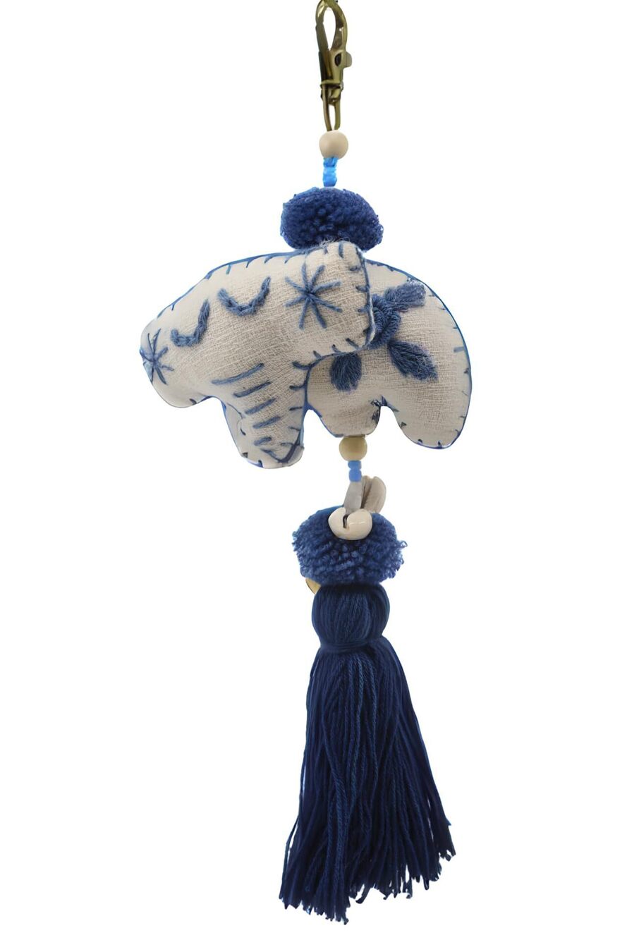 2545 Sunshine,Indigo Cloth Elephant Keychain,10 inches,Made from Indigo
